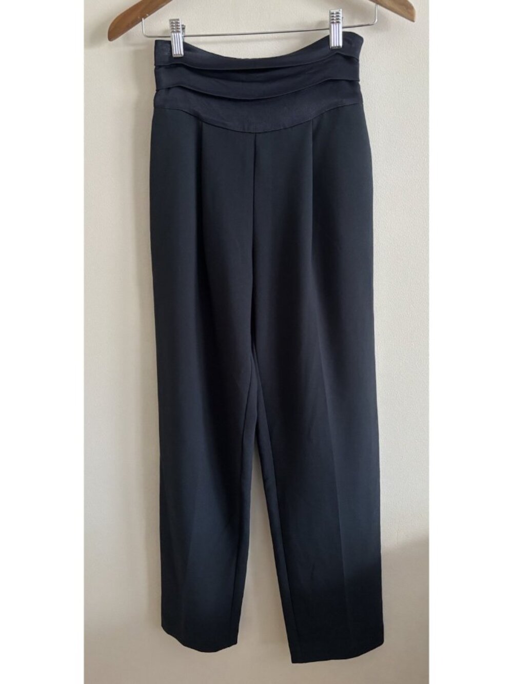 Anthropologie Maeve High Waist Tuxedo Trousers Black Pleated Dress Pants Size 0